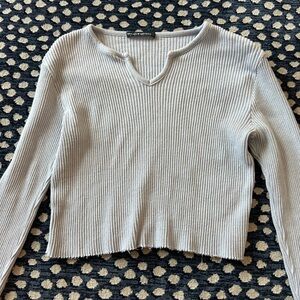 Brandy Melville Ribbed Long Sleeve Top in Light purple